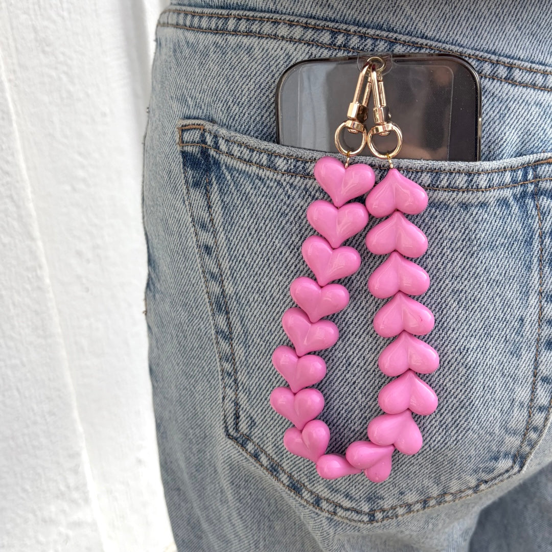 Heart - phone cord babypink