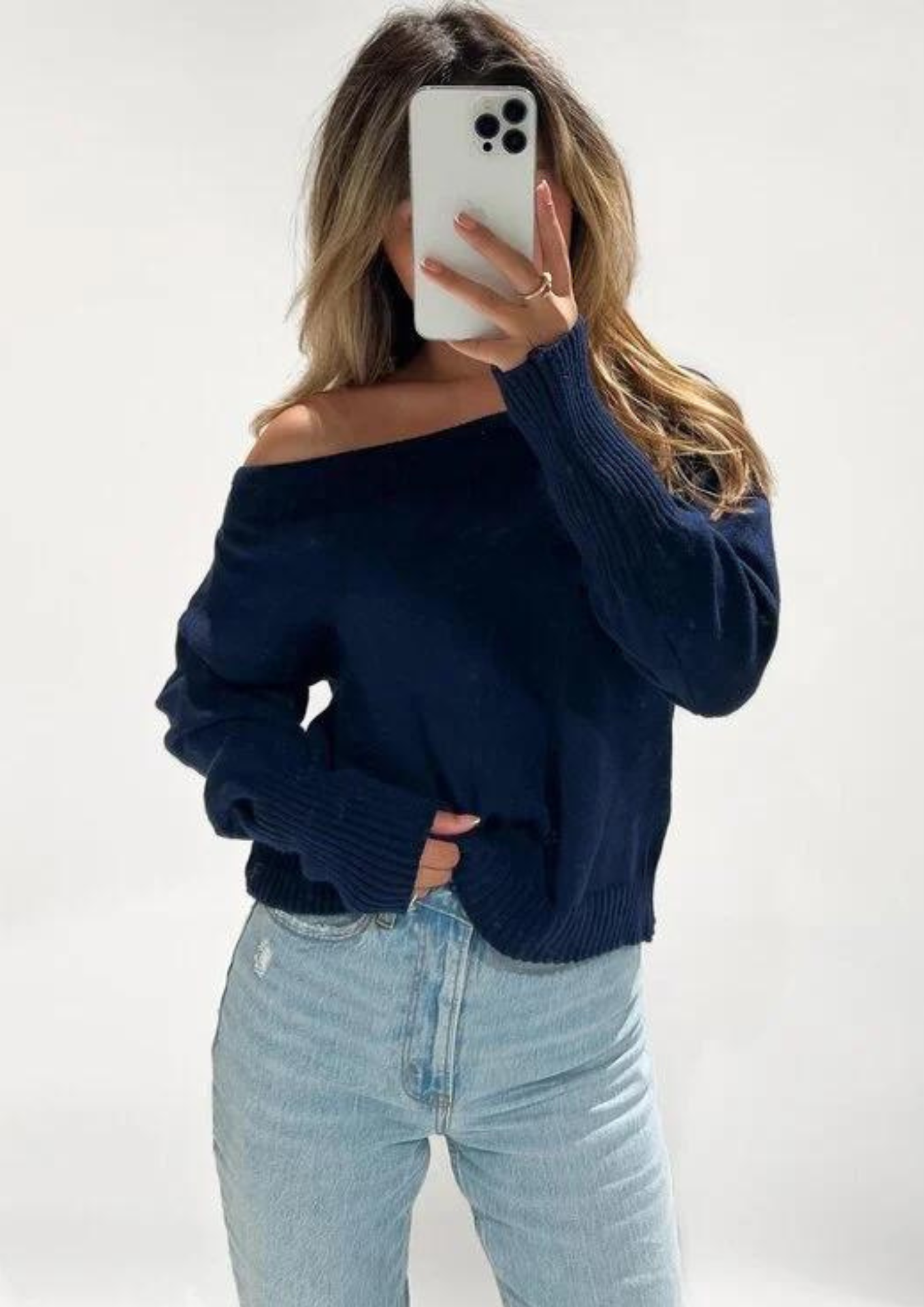 One shoulder ★ sweater navy