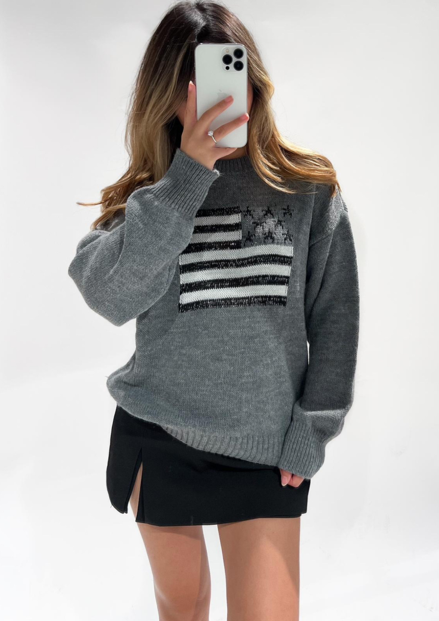 USA glitter ★ sweater grey