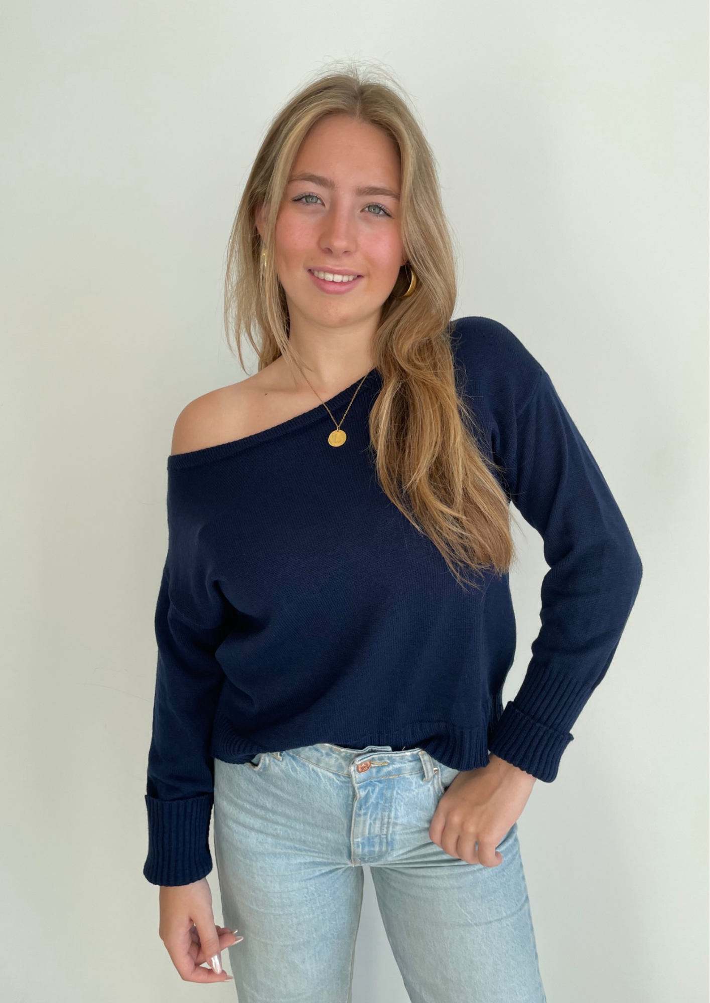 One shoulder ★ sweater navy