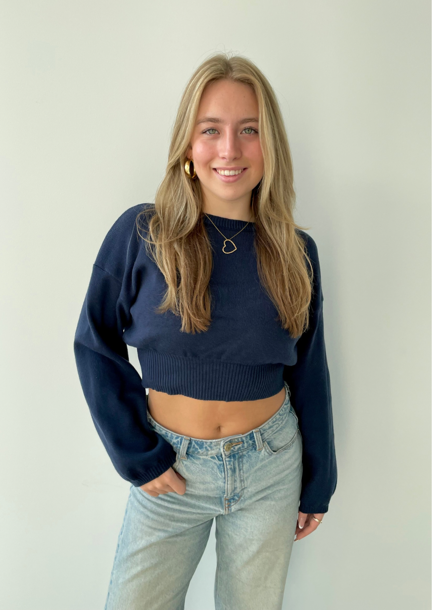 Cropped ★ sweater navy