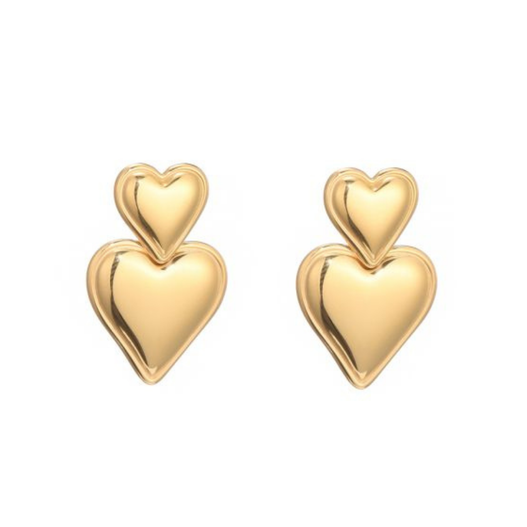 double hearts - oorbellen