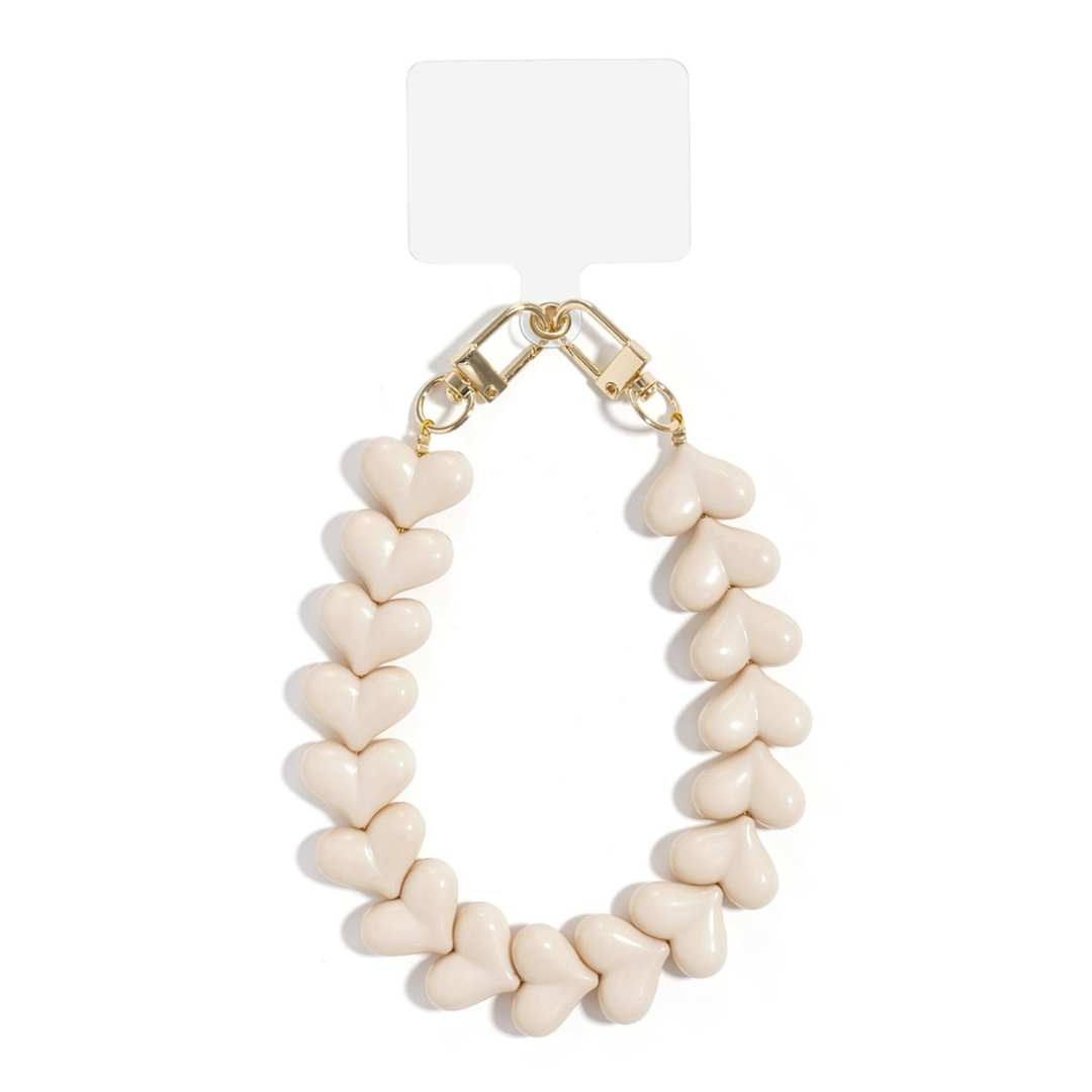 Heart - phone cord beige