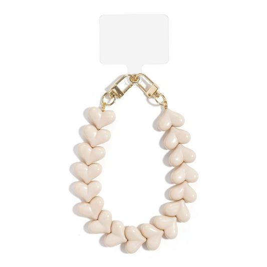 Heart - phone cord beige