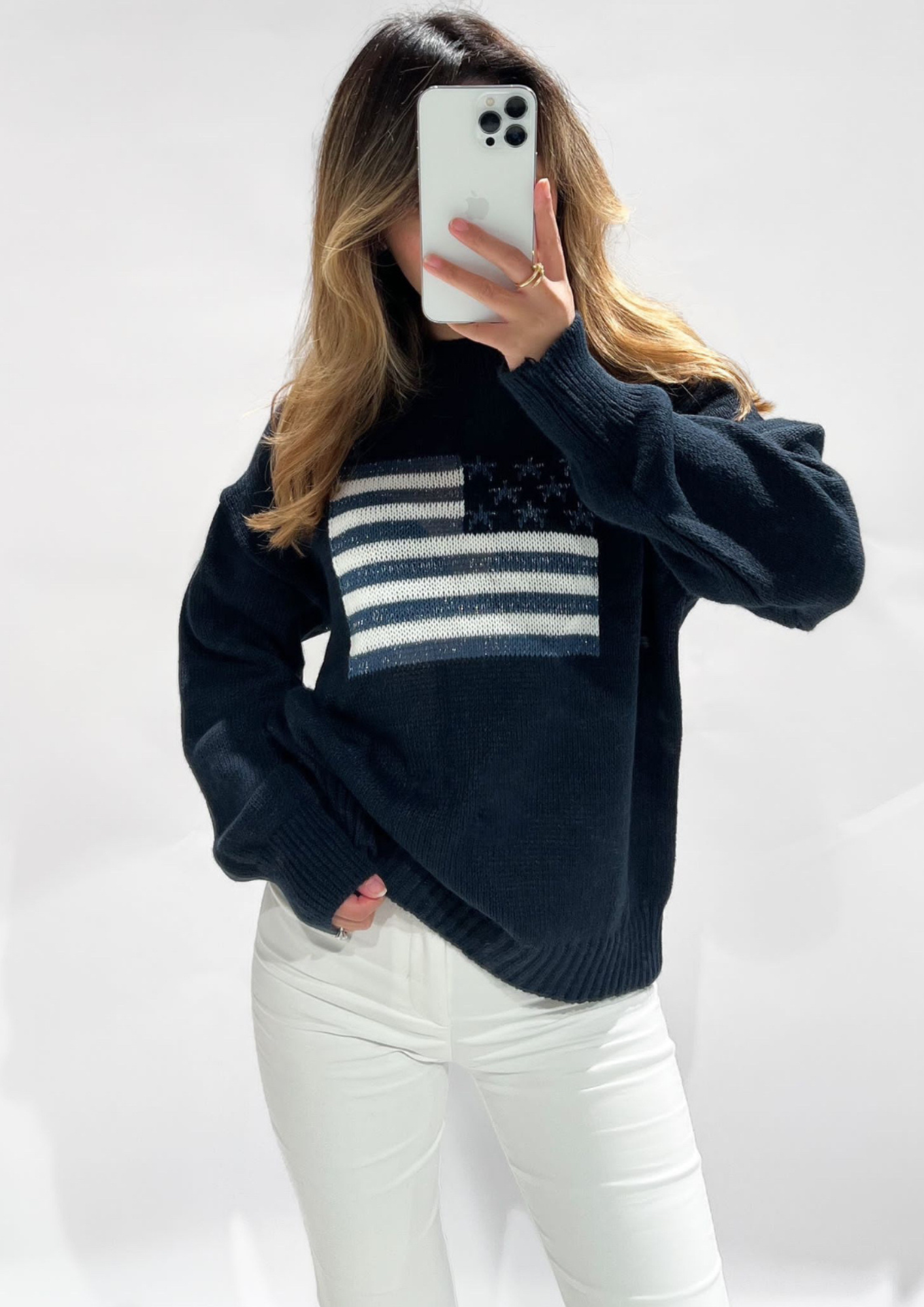 USA glitter ★ sweater navy