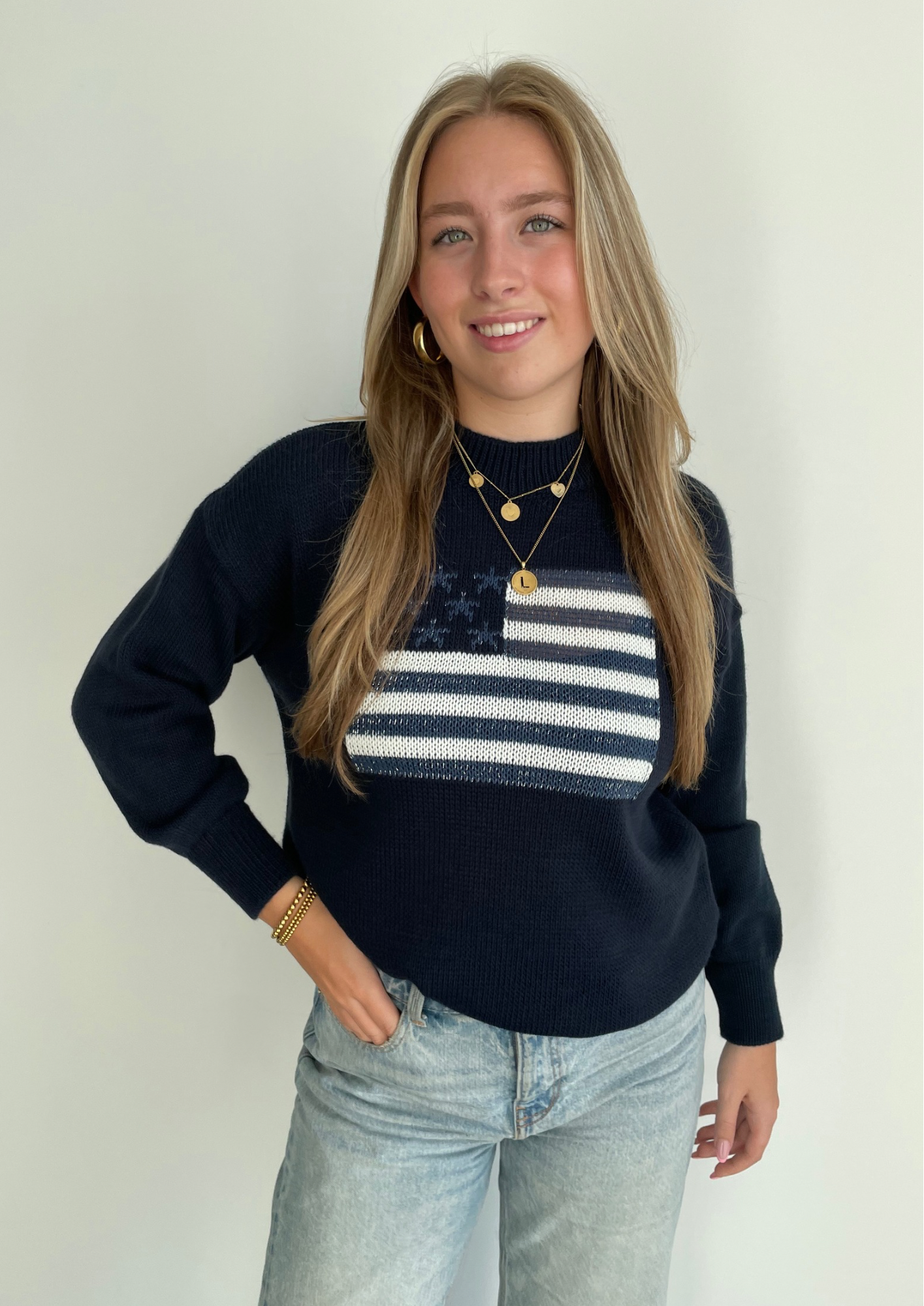 USA glitter ★ sweater navy