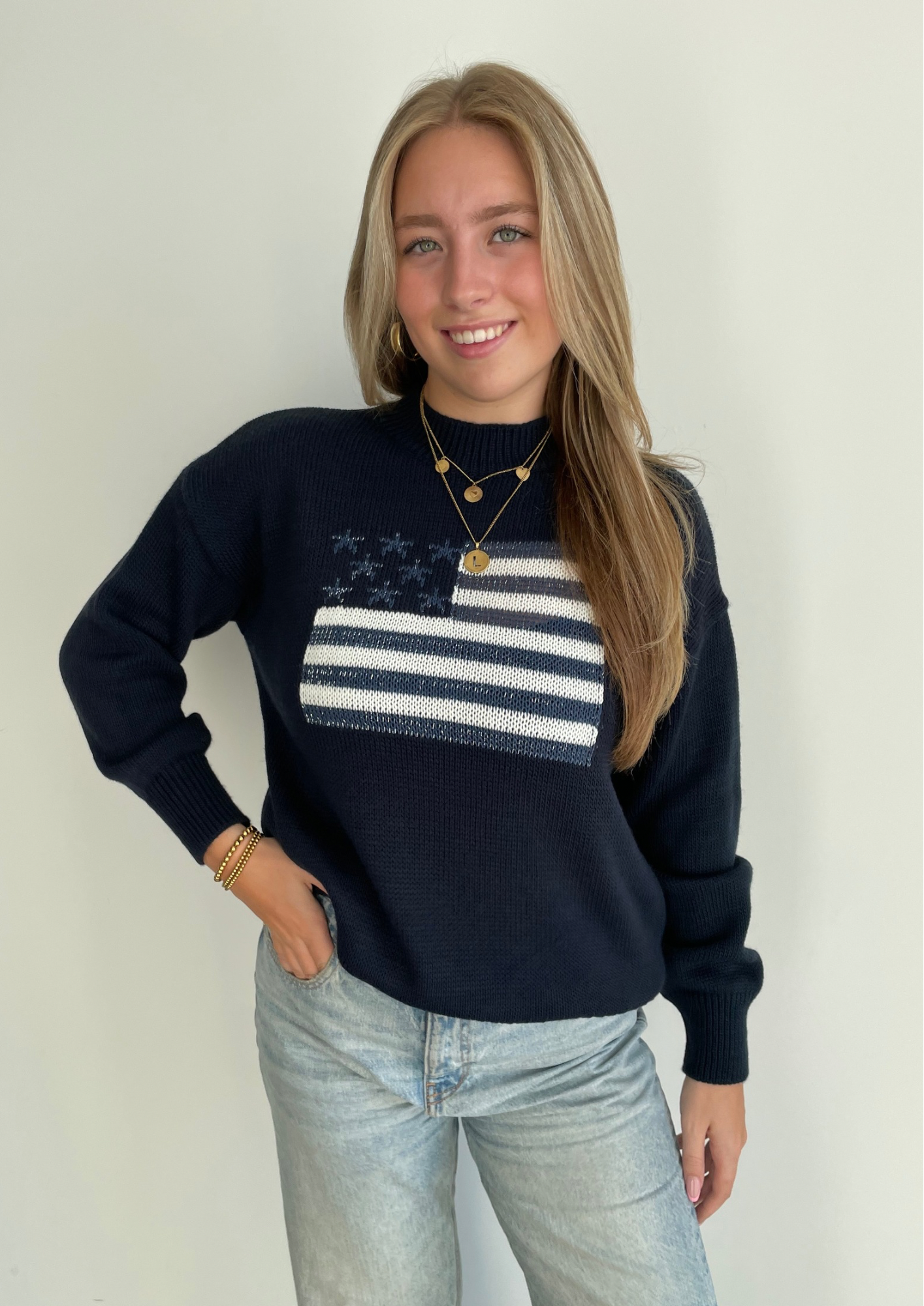 USA glitter ★ sweater navy