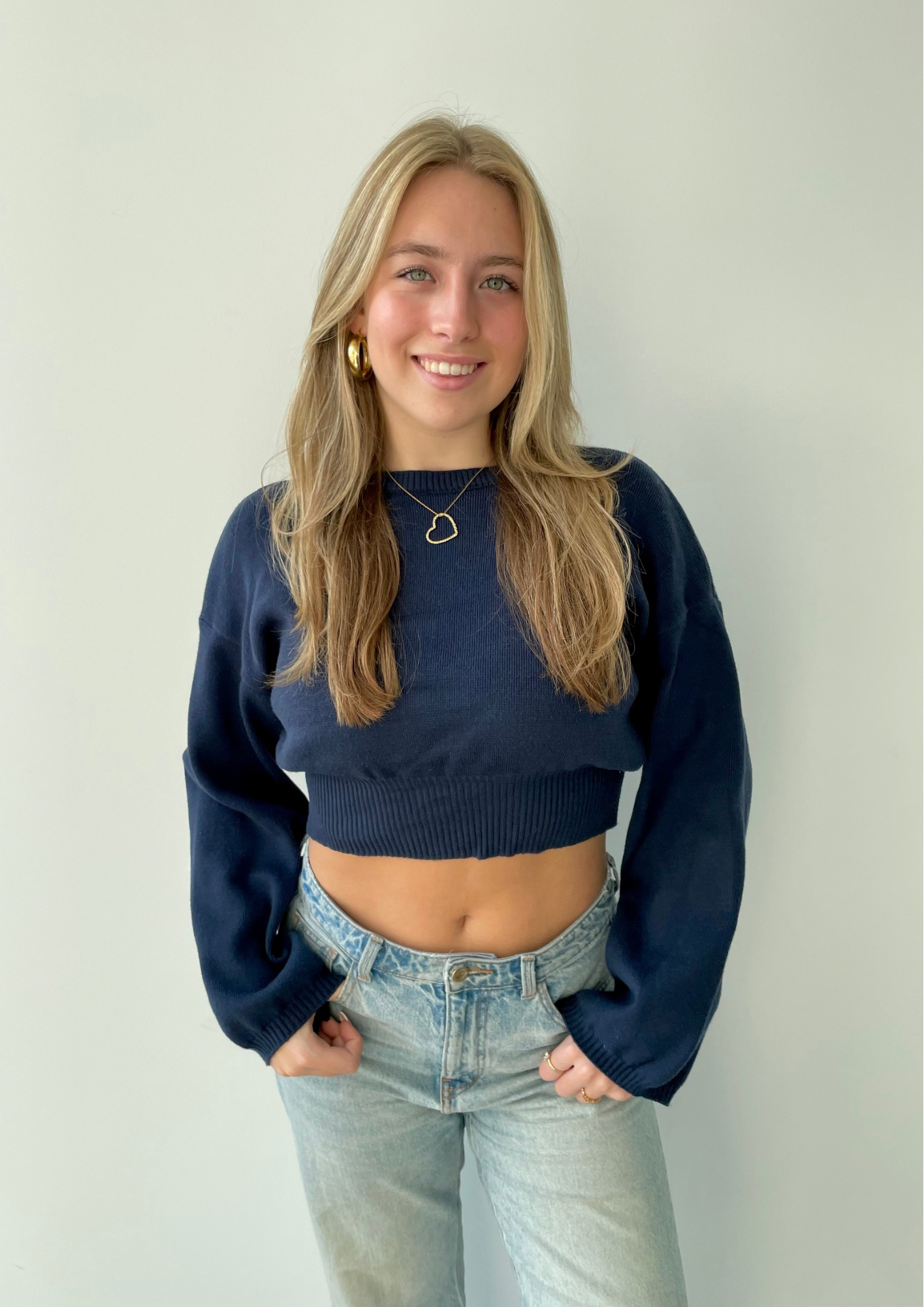 Cropped ★ sweater navy